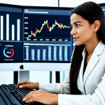 A professional female risk manager in a modest business suit, seated at a modern desk in a well-lit, organized control room. She is confidently interacting with a sleek digital dashboard displaying complex data, charts, and real-time compliance reports for hazardous material management. The background subtly shows a sophisticated, clean industrial facility. The image portrays efficiency, control, and digital transformation. safe for work, appropriate content, fully clothed, professional dress, perfect anatomy, correct proportions, natural pose, well-formed hands, proper finger count, natural body proportions, high-quality professional photography.