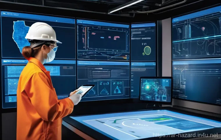 위험물관리사와 위험물안전관리자의 협업 사례 - **Prompt:** A diverse team of hazardous materials experts, both men and women, dressed in profession...