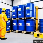 위험물관리사 자격증 취득 가이드 - A detailed industrial safety training scene set in a Middle Eastern chemical plant, showcasing diver...