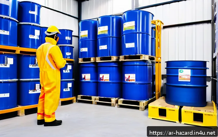 위험물관리사 자격증 취득 가이드 - A detailed industrial safety training scene set in a Middle Eastern chemical plant, showcasing diver...